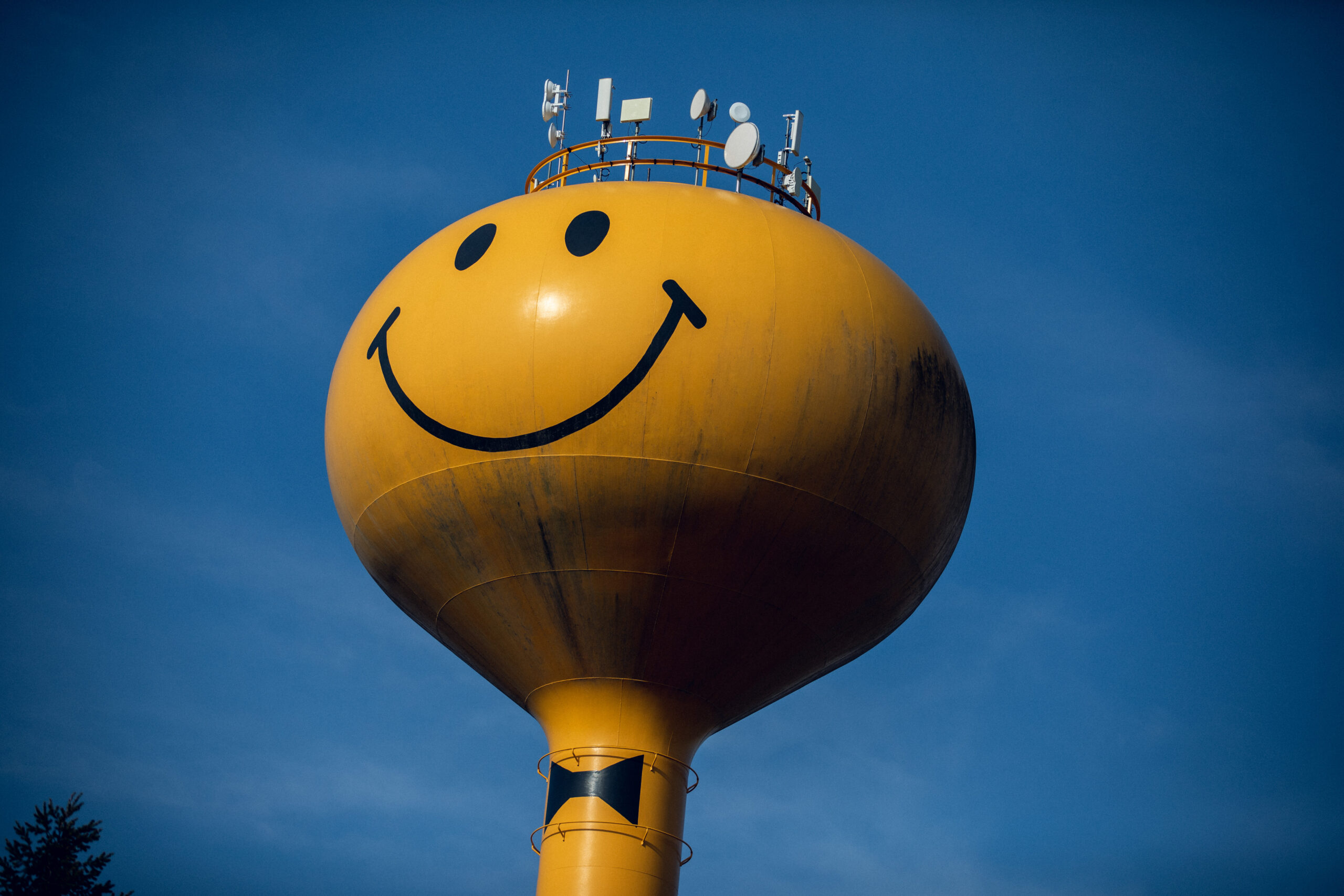 Yellow Water Tower Smiley Face