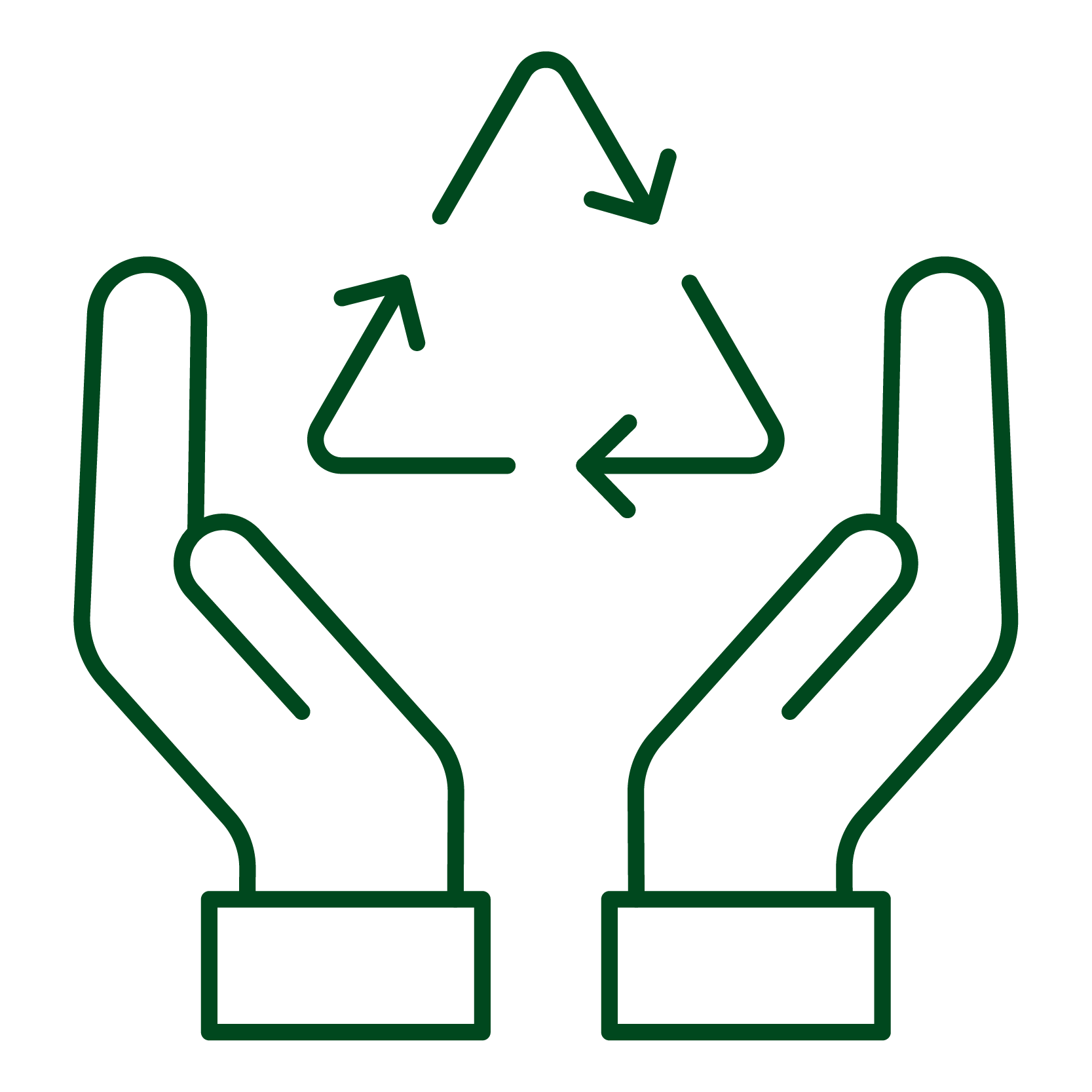 Hands with recycling icon