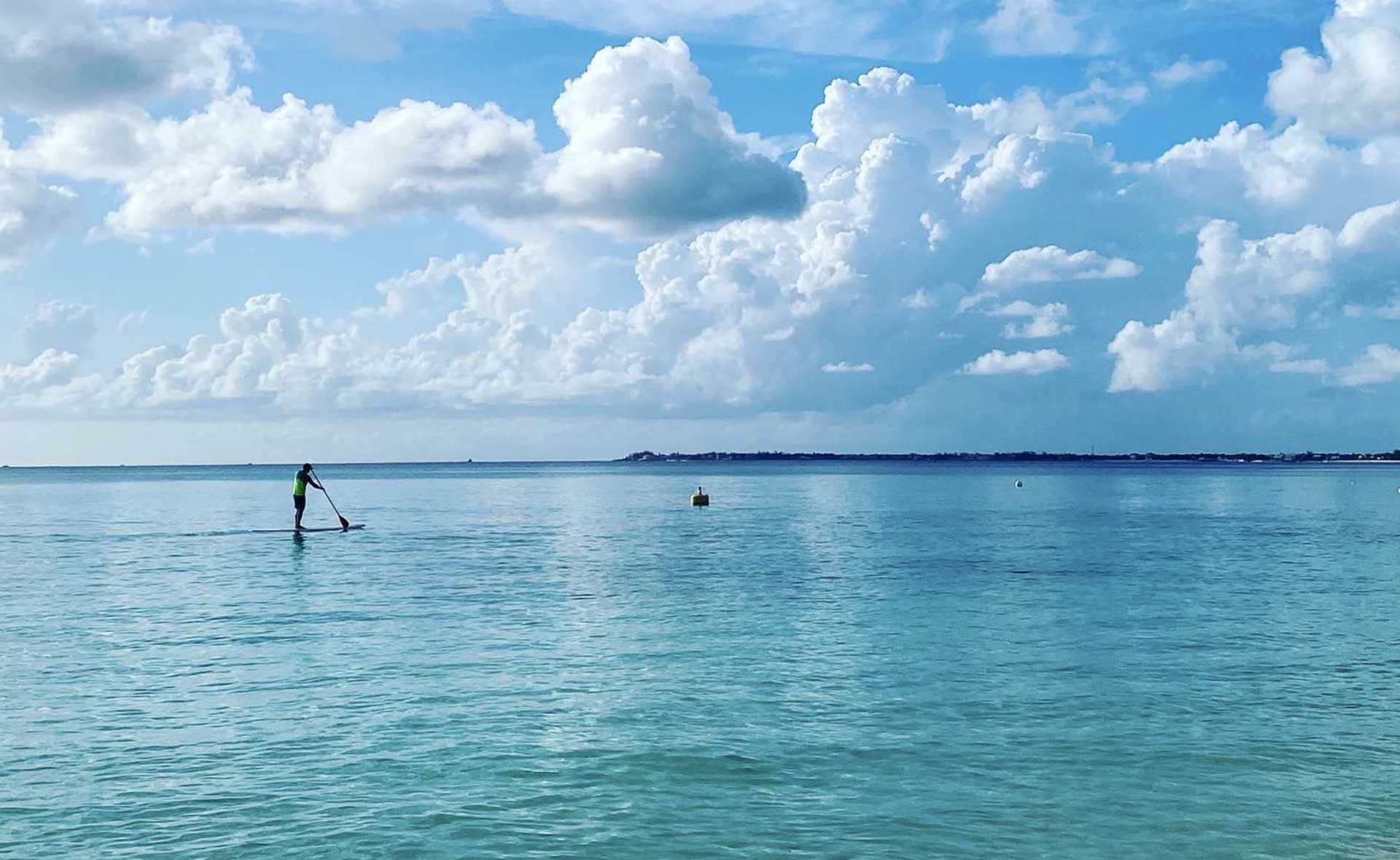 Person Paddle Boarding in Blue Ocean