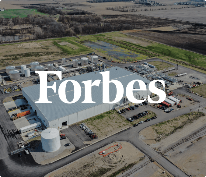 Arial view of recycling facility with the Forbes logo in the foreground