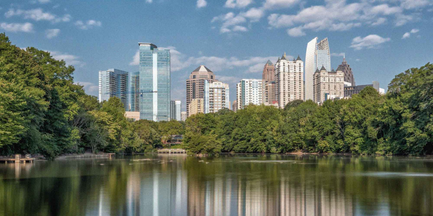 Scenic view of Piedmont Park in Atlanta, Georgia.