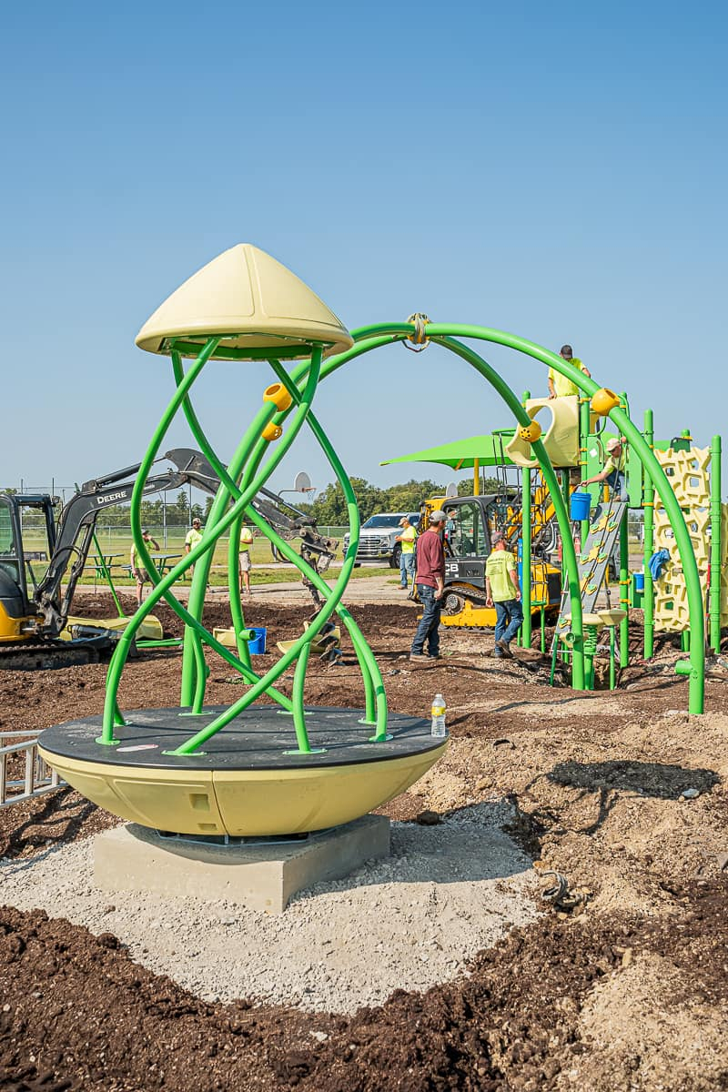 A playground being built